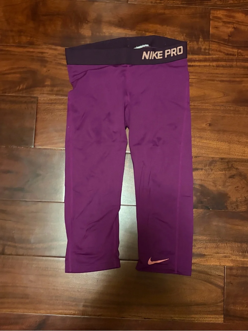 Nike Purple Capri Leggings with Pink Swoosh